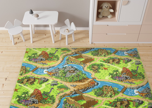 Dywan Dziecięcy Dino Wioska Dinozaurów