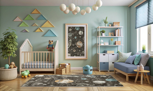 Dywan Lima C288A d.grey/l.grey Szary Kremowy Planety Gwiazdy Kosmos