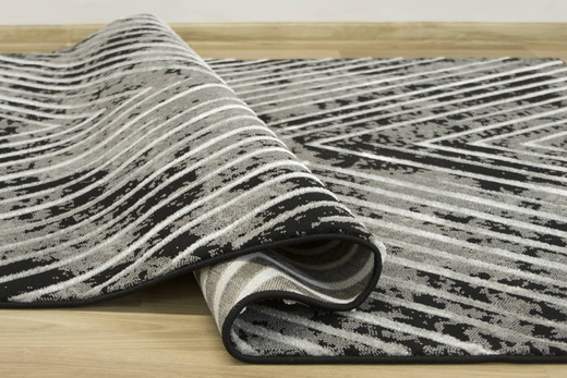Lśniący Dywan Allora Plus B832A black/grey Czarny Srebrny Przecierany Linie