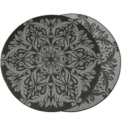 Okrągły Dwustronny Dywan Sznurkowy Brussels 205168/11010 Night Silver Ornament Outdoor