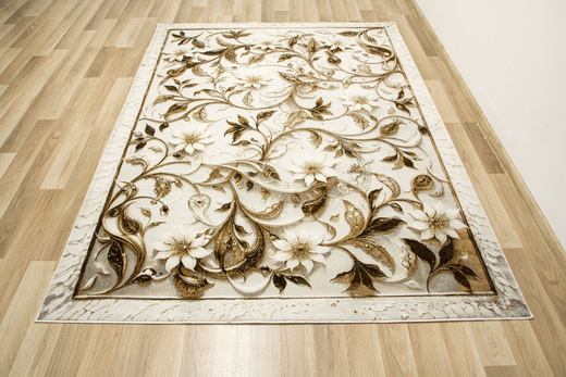 Dywan Modena 5524 l.grey/l.brown Krem Brąz Szary Liście Palm Marmur