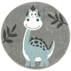 Okrągły Dywan Lima C880A l.grey/blue Dinozaur Turkus Krem Szary