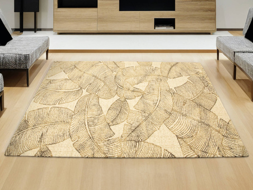 Wełniany Dywan Tempo Natural-B Feath Krem Beż Liście