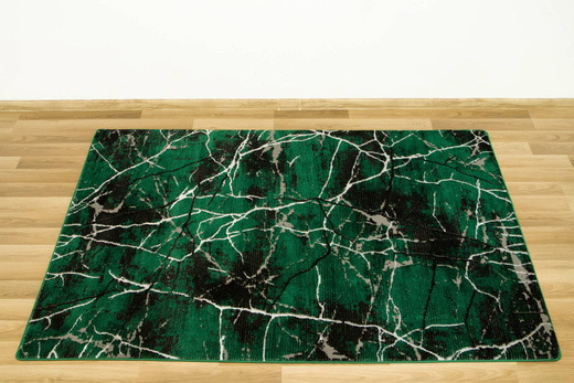 Dywan Diamond K8716Z Green Butelkowa Zieleń Srebrny Marmur