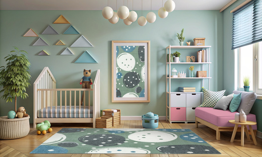 Dywan Dziecięcy Lima M040A green/cream Zielony Kremowy Kamyki Kropeczki