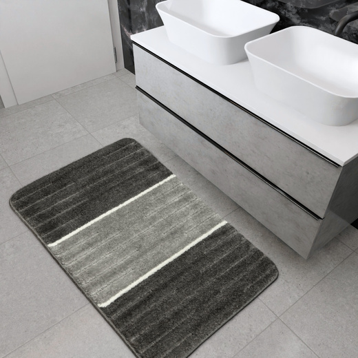 Dywanik Łazienkowy Como Grey Szary Krem Pasy