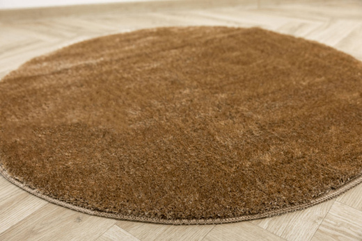 Dywan Okrągły Shaggy Antypoślizgowy Malmo Ciemny Beż