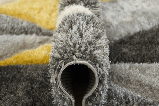 Dywan Shaggy California P477A anthracite/yel Trójkaty Krem Szary Żółty