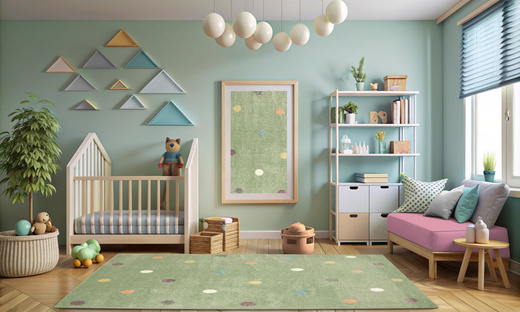 Dywan Dziecięcy Lima C275A green/lila Pistacjowy Kropki