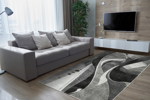 Dywan Kandy N402A m.grey/antraci Fale Abstrakcja Szary Grafit Fryz