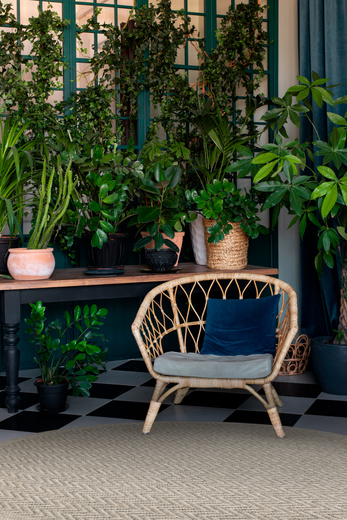 Okrągły Dywan Sznurkowy Patio 5007/170 Nature Beż Brąz Jodełka Zygzaki Outdoor