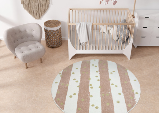 Okrągły Dywan Lima M044A cream/rose Róż Krem Zloty Paski