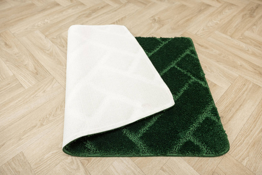 Dywanik Łazienkowy Antypoślizgowy Lotus Dark Green Butelkowa Zieleń Cegiełka