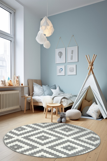 Szary Okrągły Dywan Romby