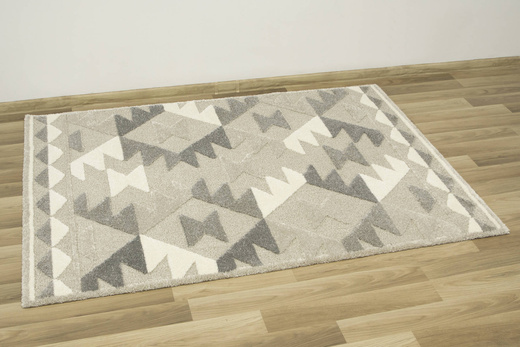 Dywan Coco 59603/655 Shaggy Dwupoziomowy Trójkąty Szary Beż Krem