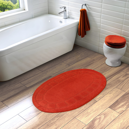 Dywanik Łazienkowy Antypoślizgowy Ocean Red Czerwony Owalny