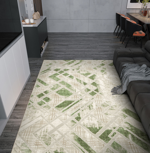 Dywan Garda P563B Green Zielony Szary Romby