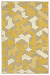 Dywan Sznurkowy Dwupoziomowy Reni 24526/682 Trójkąty Romby Miodowy Żółty Krem Beż