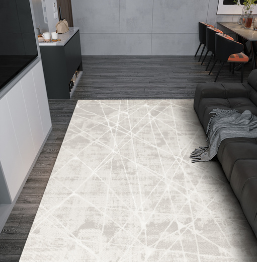 Dywan Illusion H017A creamHB/l.grey Szary Krem Lśniący Marmur Linie