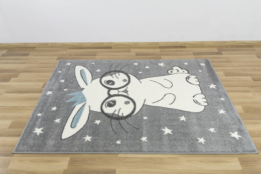Dywan Dziecięcy Lima 9377C l.grey/blue Szary Krem Króliczek w Okularach