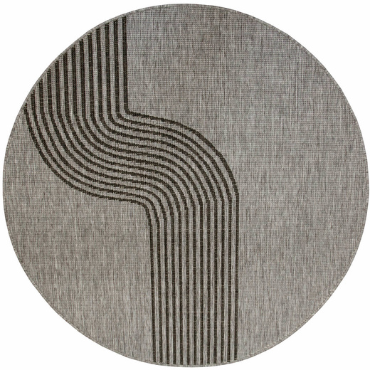 Okrągły Dwustronny Dywan Sznurkowy Brussels 205631/11020 Night Silver Szary Grafit Fala Outdoor