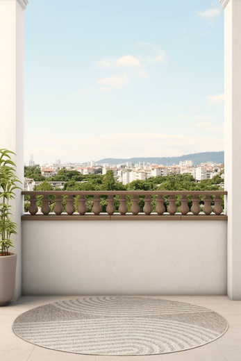 Okrągły Dywan Sznurkowy Patio 5029/178 Nature Beż Brąz Półkola Outdoor