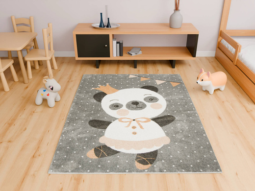 Dywan Dziecięcy Lima C883A l.grey/cream Różowy Szary Baletnica Panda
