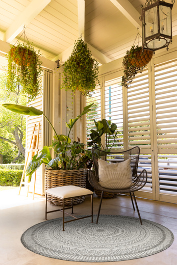 Okrągły Dywan Sznurkowy Jeans 19347/P91 Koło Beż Grafit Rozeta