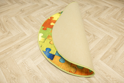 Okrągły Kolorowy Dywan Dziecięcy Puzzle Multicolor