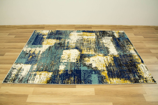 Dywan Victoria 7561A cream/blue Abstrakcyjny PrzecieranyKrem Turkus Żółty