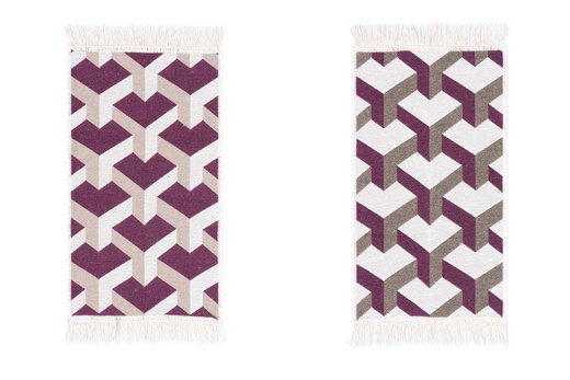 Dwustronny Dywanik Chodniczek Orient 40x70 3 Romby Fiolet