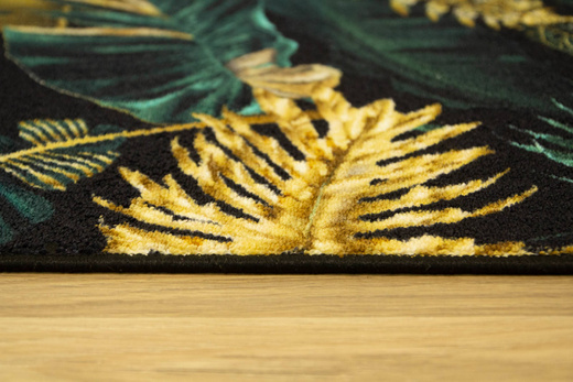 Chodnik Monstera gold/green Złoto Butelkowa Zieleń szerokość 150 cm