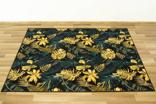 Dywan w Liście Palmy Monstera Gold Green