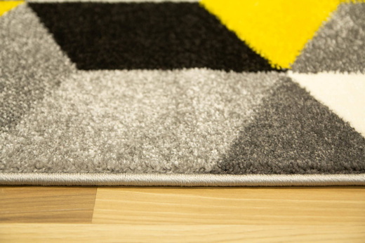 Dywan Sumatra szary żółty E219 grey/yellow Szary Żółty Krem Romby Cubes