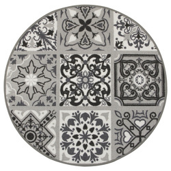 Antypoślizgowy Okrągły Dywan Patchwork Szary
