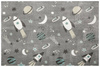 Pastelowy Dywan Dziecięcy C276A l.grey/cream Rakiety Kosmos Szary