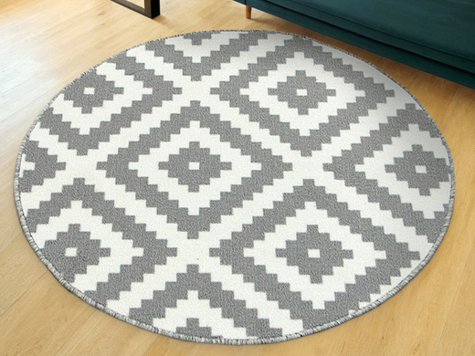 Szary Okrągły Dywan Romby