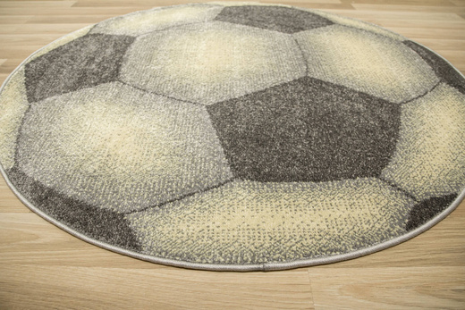 Okrągły Dywan Lima G758A l.grey/yellow Piłka Football Grafit Żółty Melanż