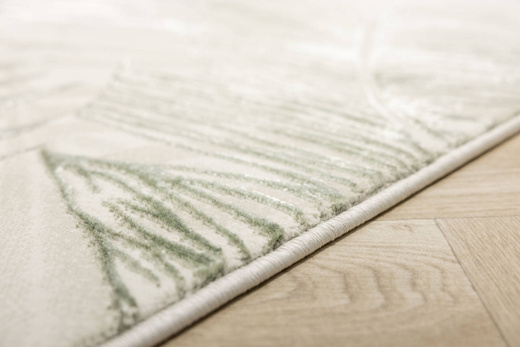 Lśniący Dywan Allora Plus F784A cream/green Beż Krem Zieleń Liście