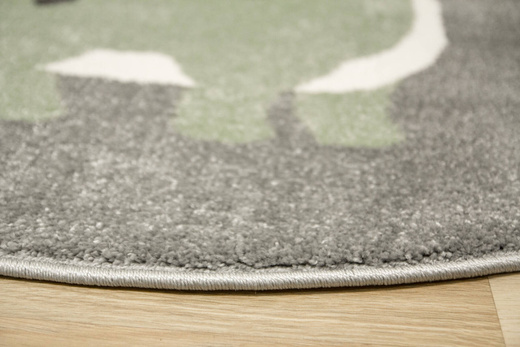 Okrągły Dywan Lima C880B l.grey/green Dinozaur Szary Oliwka