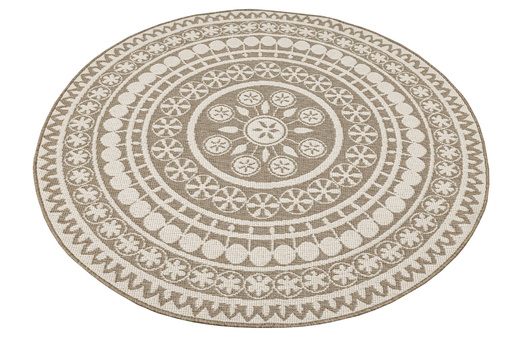 Okrągły Dwustronny Dywan Sznurkowy Brussels 205626/10610 linen Beż Krem Rozeta Outdoor