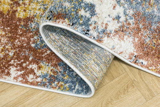 Chodnik 8621A Cream Kremowy Miedziany Niebieski Abstrakcja szerokość 100 cm