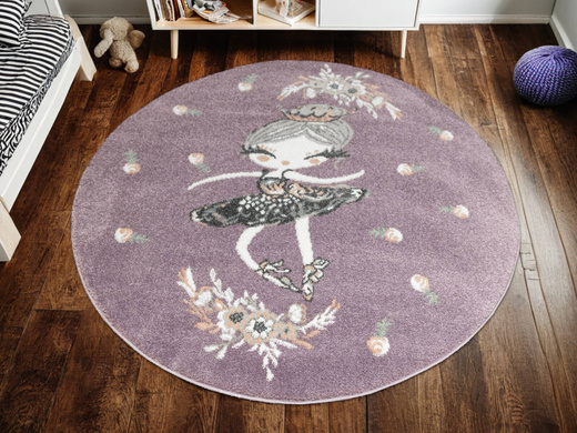 Okrągły Dywan Lima G938A lila/cream Fiolet Krem Baletnica Księżniczka