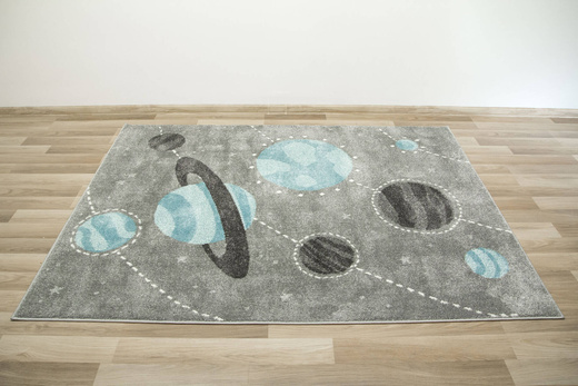 Dywan Lima F495A l.grey/blue Pastelowy Szary Niebieski Planety