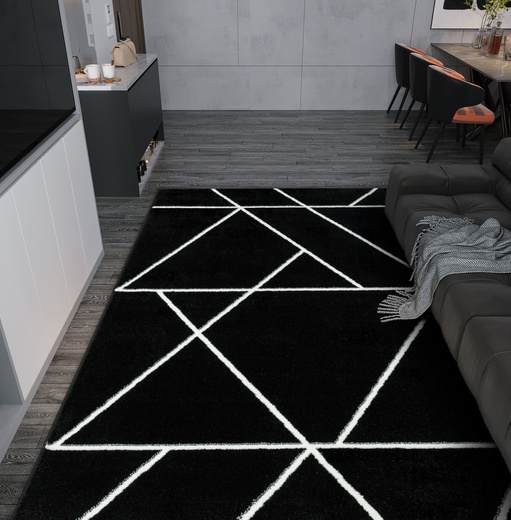 Dywan Lima C877B black/white Czarny Krem Trójkąty