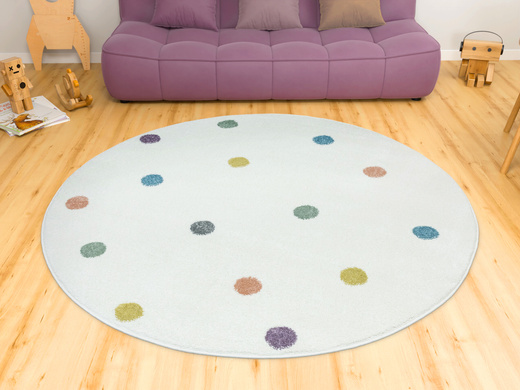 Okrągły Dywan Lima C275A cream/lila Krem Kropki
