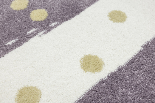 Dywan Półokrągły Dziecięcy Lima M044A cream/lila Fiolet Krem Zloty Paski