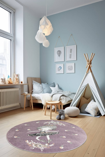 Okrągły Dywan Lima G938A lila/cream Fiolet Krem Baletnica Księżniczka