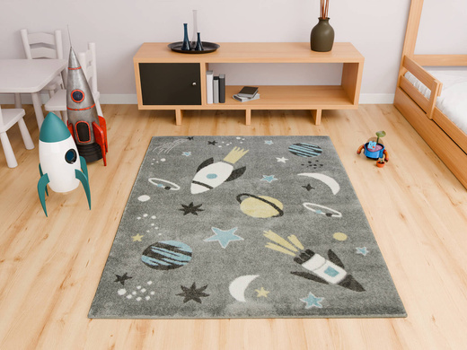 Wykładzina Dziecięca Lima C276A l.grey/cream Rakiety Kosmos Szary szerokość 4 m