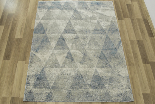 Dywan WORLD 78312/542 Niebieski Beż Krem Trójkaty Przetarty